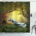 thumbnail image 1 of Ambesonne Unicorn Shower Curtain, Fantasy Forest, 69"Wx70"L, Green White, 1 of 5