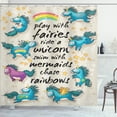 thumbnail image 1 of Ambesonne Unicorn Shower Curtain, Rainbow Stars, 69"Wx84"L, Beige Teal Blue, 1 of 4