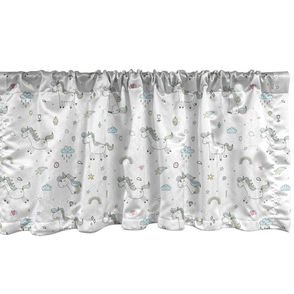 Ambesonne Unicorn Window Valance, Animal Pattern, 54" X 12", Multicolor