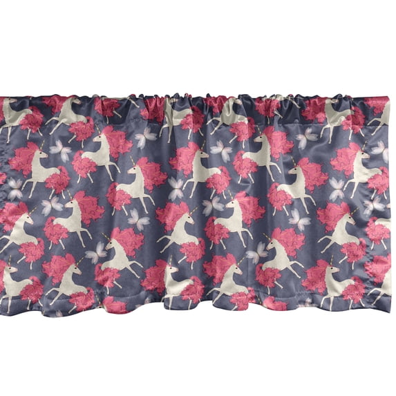 Ambesonne Unicorn Window Valance, Fluffy Mane and Tail, 54" X 18", Multicolor