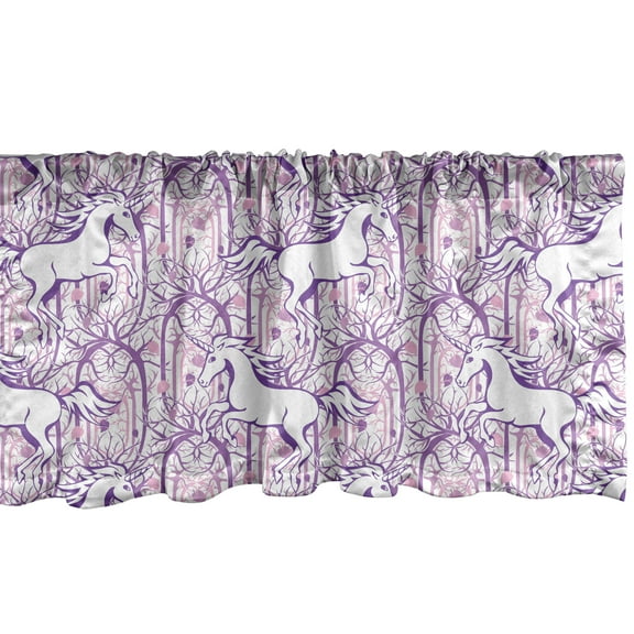 Ambesonne Unicorn Window Valance, Magic Forest, 42" x 12", Purple