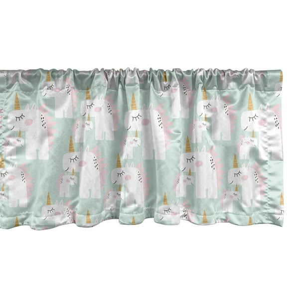 Ambesonne Unicorn Window Valance, Mythical Horse Horns, 54" X 12", Multicolor