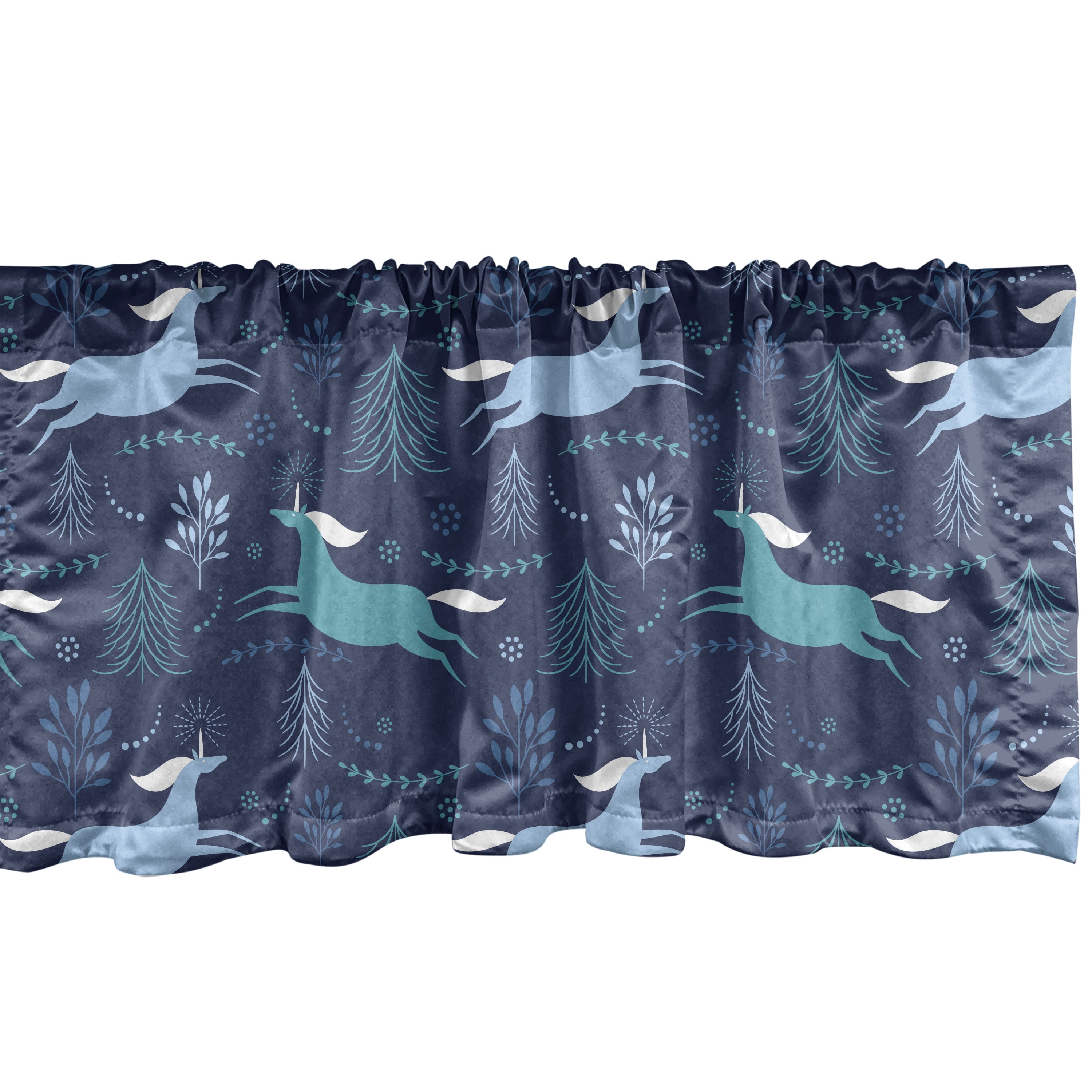 Ambesonne Unicorns Window Valance, Fantasy World Flying Horse, 54