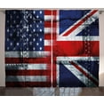 thumbnail image 1 of Ambesonne Union Jack Curtains 2 Panel Set, UK and USA Flags Design, 108" x 108", Navy Blue White Red, 1 of 3