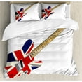 thumbnail image 1 of Ambesonne Union Jack Duvet Cover Set, Electric Guitar Flag, 2-Calking, Pale Brown Grey Black, 1 of 6