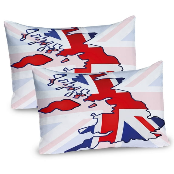 Ambesonne Union Jack Pillow Sham 2 Pack, Country Map Flag, 30"x20", Violet Blue Red White