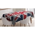 thumbnail image 1 of Ambesonne Union Jack Tablecloth Rectangular Table Cover, Words Crown UK Flag, 52"x70", Navy Blue Red White, 1 of 4