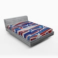 thumbnail image 1 of Ambesonne United States Fitted Sheet, Abstract USA Flag, Full Size, Red Blue and White, 1 of 3