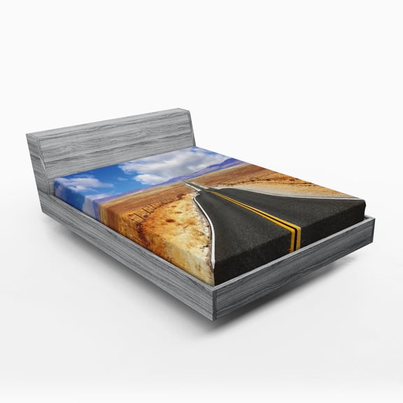 Ambesonne United States Fitted Sheet, California Road, Full Size, Multicolor