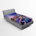 thumbnail image 1 of Ambesonne United States Fitted Sheet, Jacksonville City, Twin Size, Royal Blue Pale Pink, 1 of 2