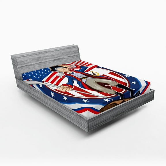 Ambesonne United States Fitted Sheet, Patriot Emblem, Queen Size, Multicolor