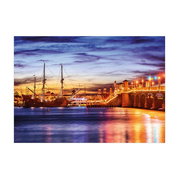 Ambesonne United States Jigsaw Puzzle, St. Augustine, Heirloom-Quality Fun Activity for Family Durable Cardboard, 1000 pcs, Orange Blue Coral