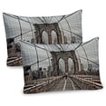 thumbnail image 1 of Ambesonne United States Pillow Sham 2 Pack, Brooklyn Bridge Sight, 30"x20", Beige Brown, 1 of 3