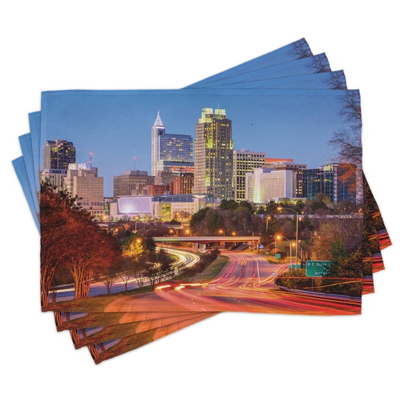 Ambesonne United States Place Mats Set of 4, North Carolina, Standard Size, Multicolor