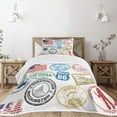 thumbnail image 1 of Ambesonne United States Quilted Bedspread Set 2 Pcs, Grunge Stamps, Twin Size, Multicolor, 1 of 5