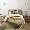 thumbnail image 1 of Ambesonne United States Quilted Bedspread Set 2 Pcs, Queenboro Bridge, Twin Size, Tan Eggshell, 1 of 5