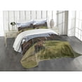 thumbnail image 1 of Ambesonne United States Quilted Bedspread Set 3 Pcs, California Barn, Queen Size, Olive Green Purple Grey, 1 of 5