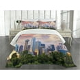 thumbnail image 1 of Ambesonne United States Quilted Bedspread Set 3 Pcs, Dallas Skyline, King Size, Multicolor, 1 of 5