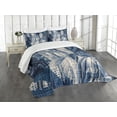 thumbnail image 1 of Ambesonne United States Quilted Bedspread Set 3 Pcs, NY Liberty, Queen Size, Dark Blue Purplegrey, 1 of 5