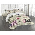 thumbnail image 1 of Ambesonne United States Quilted Bedspread Set 3 Pcs, NYC Newspaper, King Size, Multicolor, 1 of 5