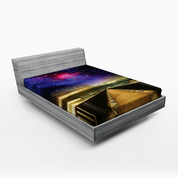 Ambesonne Universe Fitted Sheet, Galaxy Cosmos Bridge, Full Size, Pale Brown Hot Pink