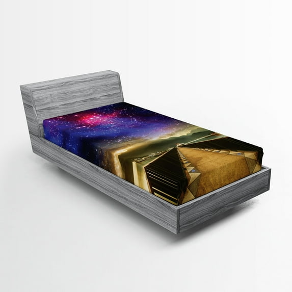 Ambesonne Universe Fitted Sheet, Galaxy Cosmos Bridge, Twin XL Size, Pale Brown Hot Pink