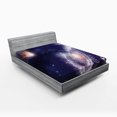 thumbnail image 1 of Ambesonne Universe Fitted Sheet, Nebula Planet Cosmic, Full Size, Navy Blue White Coral, 1 of 2