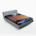 thumbnail image 1 of Ambesonne Universe Fitted Sheet, Planet Landscape View, Queen Size, Orange Umber Blue, 1 of 2