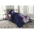 thumbnail image 1 of Ambesonne Universe Quilted Bedspread Set 2 Pcs, Nebula Planet Cosmic, Twin Size, Navy Blue White Coral, 1 of 3