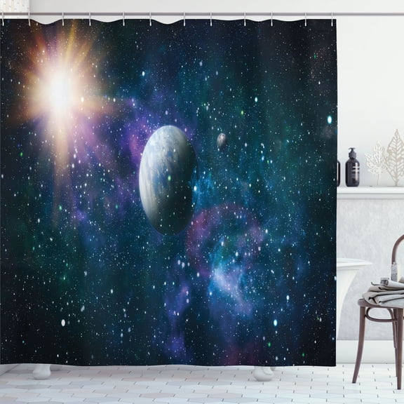 Ambesonne Universe Shower Curtain, Celestial Scene, 69"Wx84"L, Multicolor