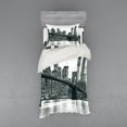 thumbnail image 1 of Ambesonne Urban Bedding Set 3 Pcs, Brooklyn Bridge Sunset, Twin XL, Black and White, 1 of 3