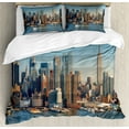 thumbnail image 1 of Ambesonne Urban Duvet Cover Set, NYC Skyline River Scenery, 2-Calking, Blue Brown, 1 of 3