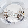 thumbnail image 1 of Ambesonne Urban Fitted Round Tablecloth, European Street Restaurant, 36"- 40" Diameter, Multicolor, 1 of 4