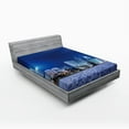 thumbnail image 1 of Ambesonne Urban Fitted Sheet, Hong Kong Skyline Night, Queen Size, Purplegrey Royal Blue, 1 of 2