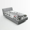 thumbnail image 1 of Ambesonne Urban Fitted Sheet, Ink Cityscape Street View, Twin Size, Grey Black White, 1 of 2