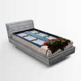 thumbnail image 1 of Ambesonne Urban Fitted Sheet, Mediterranean Window, Twin Size, Blue Grey, 1 of 2