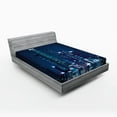 thumbnail image 1 of Ambesonne Urban Fitted Sheet, Night View of Metropolis, Full Size, Dark Blue, 1 of 2