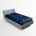 thumbnail image 1 of Ambesonne Urban Fitted Sheet, Night View of Metropolis, Twin Size, Dark Blue, 1 of 2