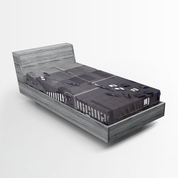 Ambesonne Urban Fitted Sheet, Road Intersection Paris, Twin XL Size, Grey White