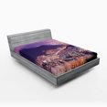 thumbnail image 1 of Ambesonne Urban Fitted Sheet, Skyline of Busan Korea, Full Size, Purple Violet, 1 of 3