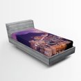 thumbnail image 1 of Ambesonne Urban Fitted Sheet, Skyline of Busan Korea, Twin Size, Purple Violet, 1 of 3
