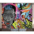 thumbnail image 1 of Ambesonne Urban Graffiti Curtains 2 Panel Set, Hip Hop, 108" x 63", Multicolor, 1 of 3