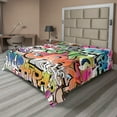 thumbnail image 1 of Ambesonne Urban Graffiti Flat Sheet, Blockbuster Tags, Full Size, Multicolor, 1 of 1