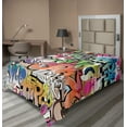 thumbnail image 1 of Ambesonne Urban Graffiti Flat Sheet, Blockbuster Tags, TwinXL Size, Multicolor, 1 of 1