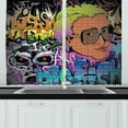 thumbnail image 1 of Ambesonne Urban Graffiti Kitchen Curtains, Hip Hop Design, 55"x39", Multicolor, 1 of 3