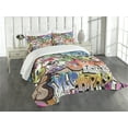 thumbnail image 1 of Ambesonne Urban Graffiti Quilted Bedspread Set 3 Pcs, Blockbuster Tags, Queen Size, Multicolor, 1 of 5