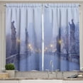 thumbnail image 1 of Ambesonne Urban Kitchen Curtains, Morning Print Prague Streets, 55"x45", Mustard and Lavender Blue, 1 of 3