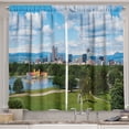 thumbnail image 1 of Ambesonne Urban Kitchen Curtains, Sunny City Park at Denver, 55"x39", Sky Blue Fern Green, 1 of 3