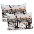 thumbnail image 1 of Ambesonne Urban Pillow Sham 2 Pack, Music Accordionist Paris, 36"x20", Peach Brown, 1 of 1