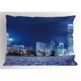 thumbnail image 1 of Ambesonne Urban Pillow Sham, Hong Kong Skyline Night, 26" X 20", Purplegrey Royal Blue, 1 of 2